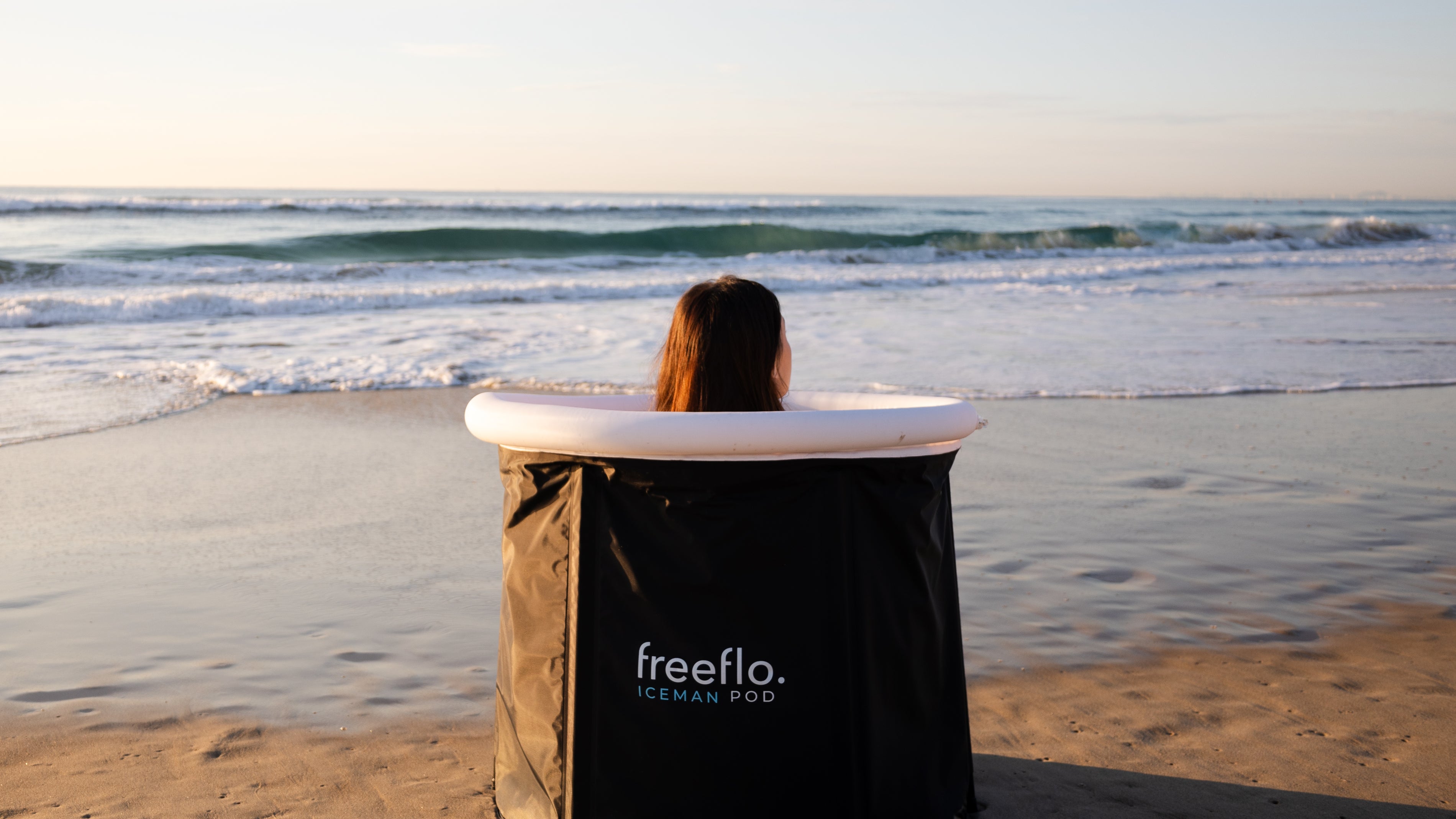 Australia's best ice bath setup on beach.