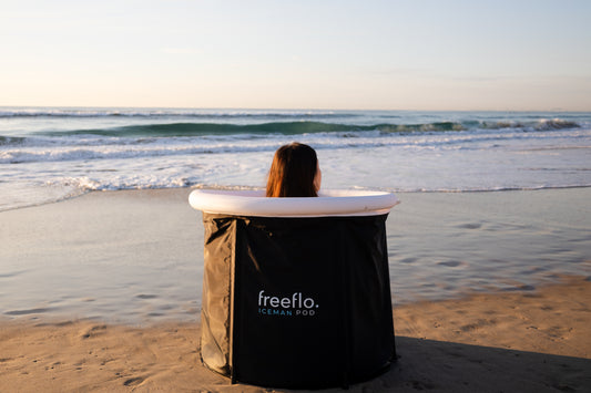 Australia's best ice bath setup on beach.